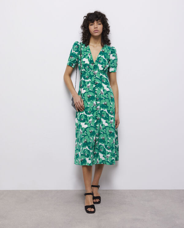 long printed dress with buttoning