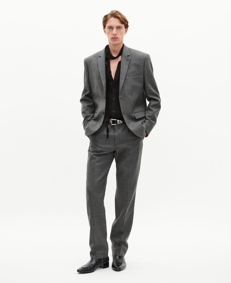 The Kooples HOMME GREY veste de costume en pied de poule noir et gris