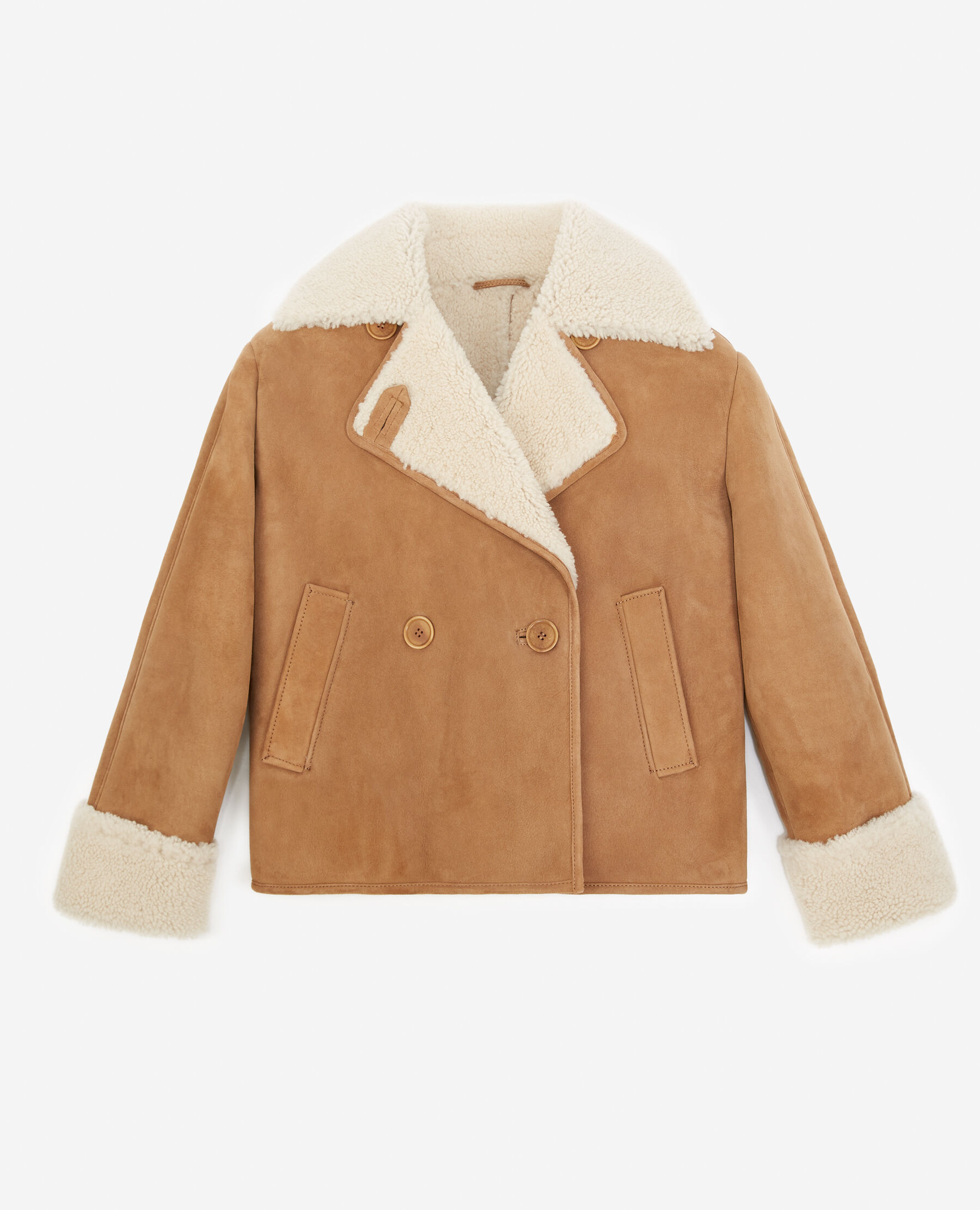 Cropped beige jacket in sheepskin The Kooples