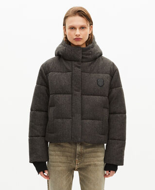The Kooples FEMME STONE doudoune en laine courte gris foncé