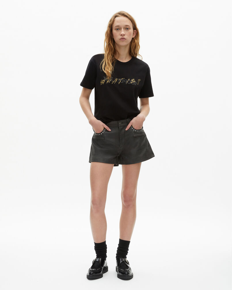 The Kooples FEMME BLACK t-shirt femme what is noir et léopard
