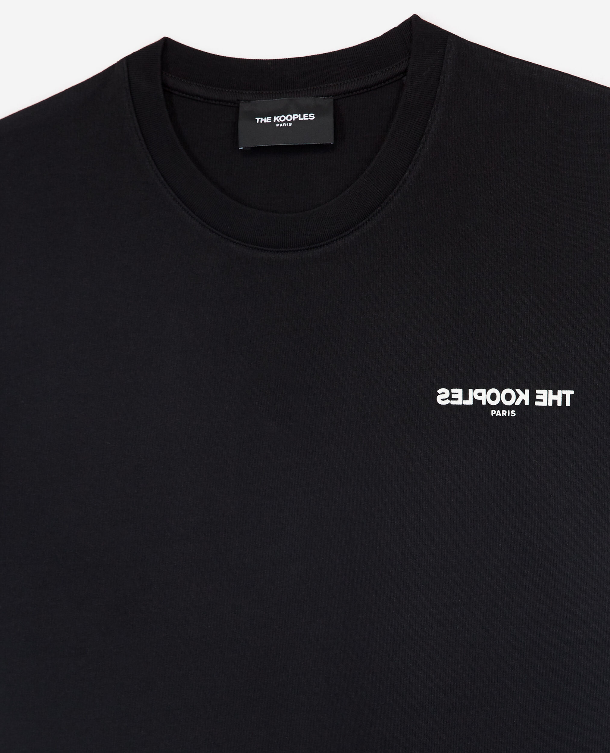 Camiseta negra jersey logotipo pecho, BLACK, hi-res image number null