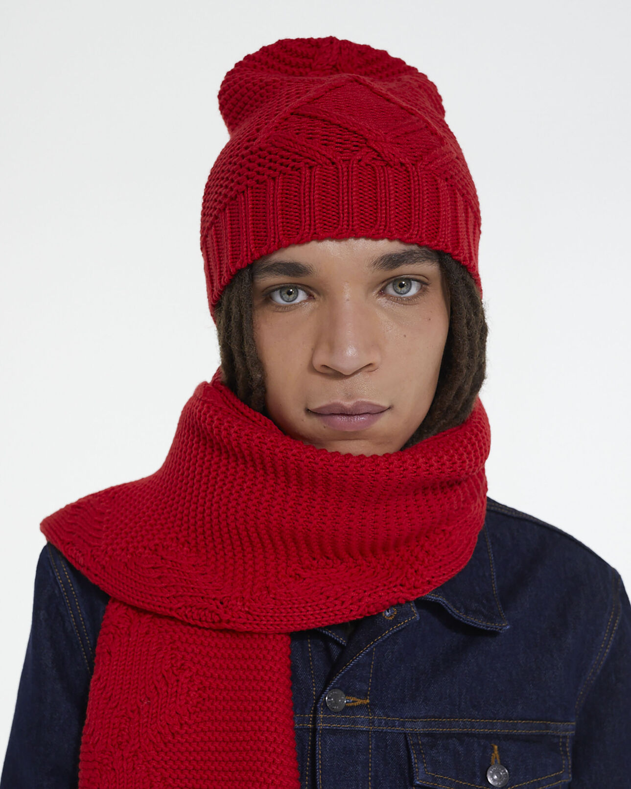 The Kooples MIXED TANGO RED red wool beanie