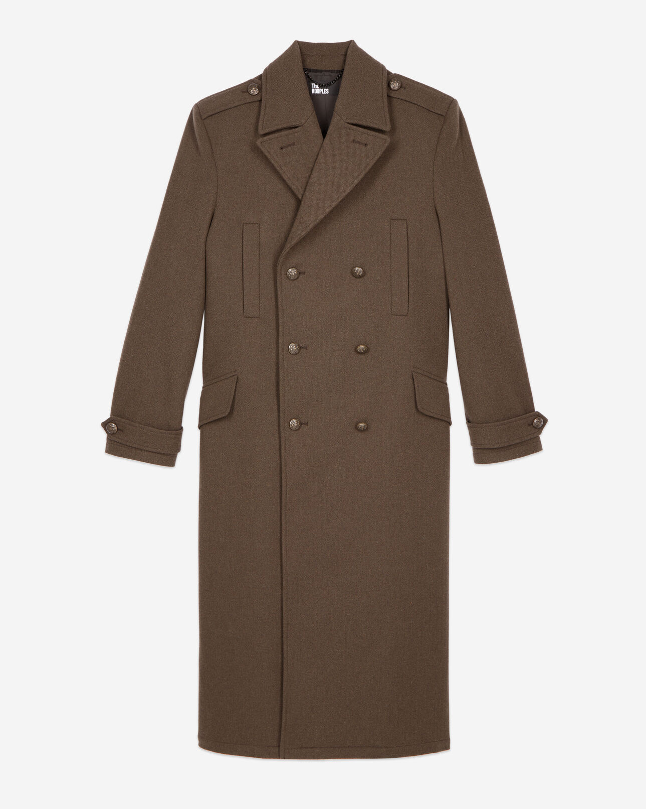 The Kooples HOMME KAKI manteau long style officier kaki