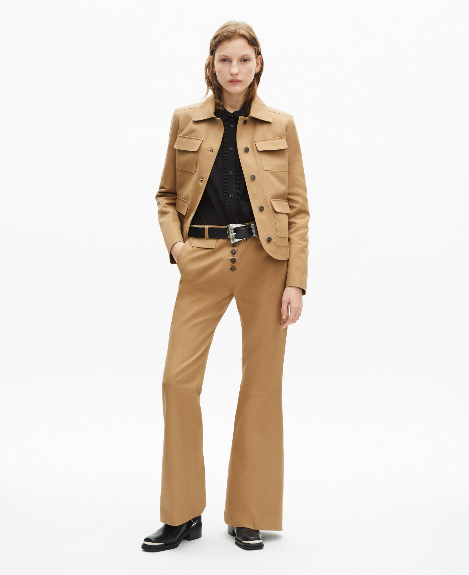 The Kooples WOMEN BEIGE short beige cotton and linen jacket