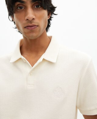 The Kooples MEN ECRU honeycomb polo shirt with ecru crest
