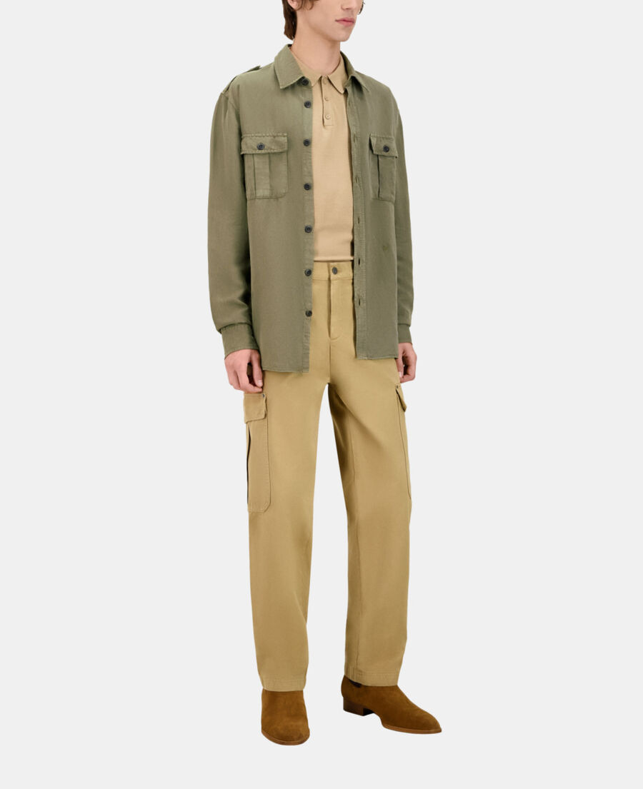 The Kooples HOMME KAKI chemise en lyocell et lin kaki