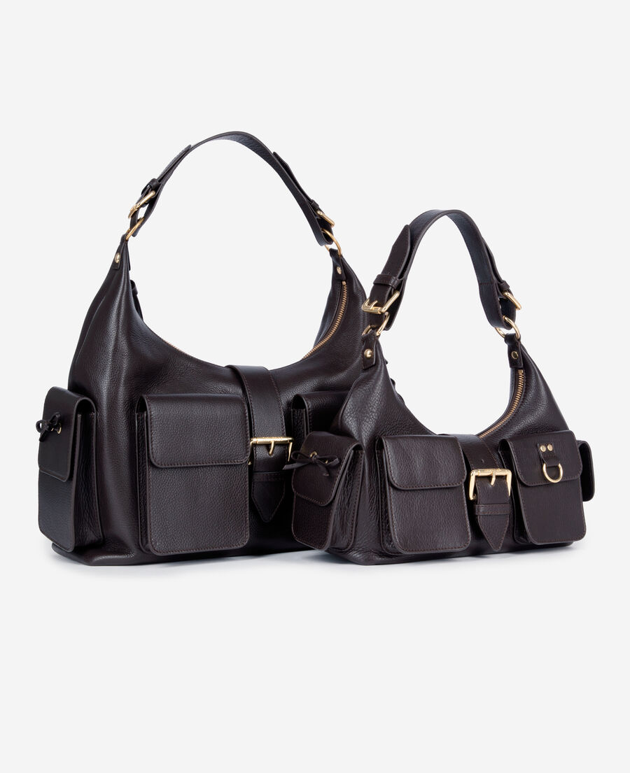 The Kooples F BROWN brown grained leather amelia bag