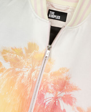 The Kooples FEMME LIGHT PINK blouson satiné avec palmiers rose et lilas