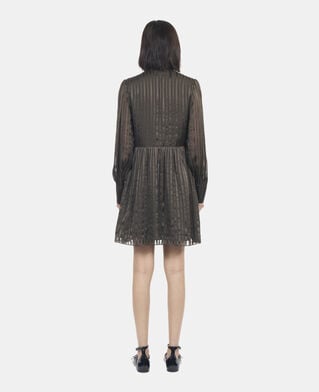 The Kooples DAMEN KAKI kurzes, khakifarbenes seidenkleid