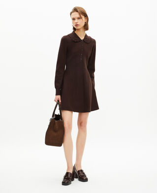 The Kooples FEMME CHOCOLATE robe courte en maille marron