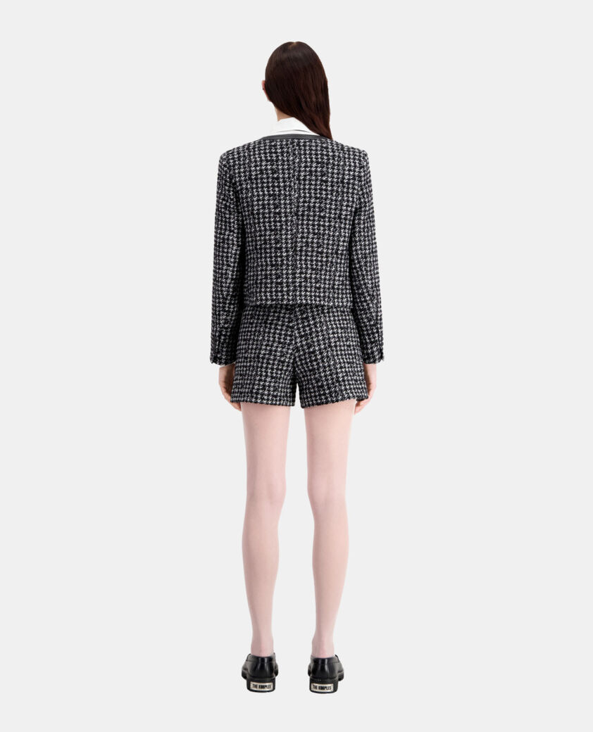 The Kooples FEMME BLACK WHITE veste courte noire en tweed