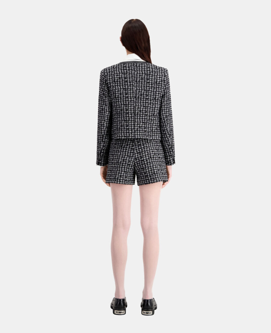 The Kooples FEMME BLACK WHITE veste courte noire en tweed