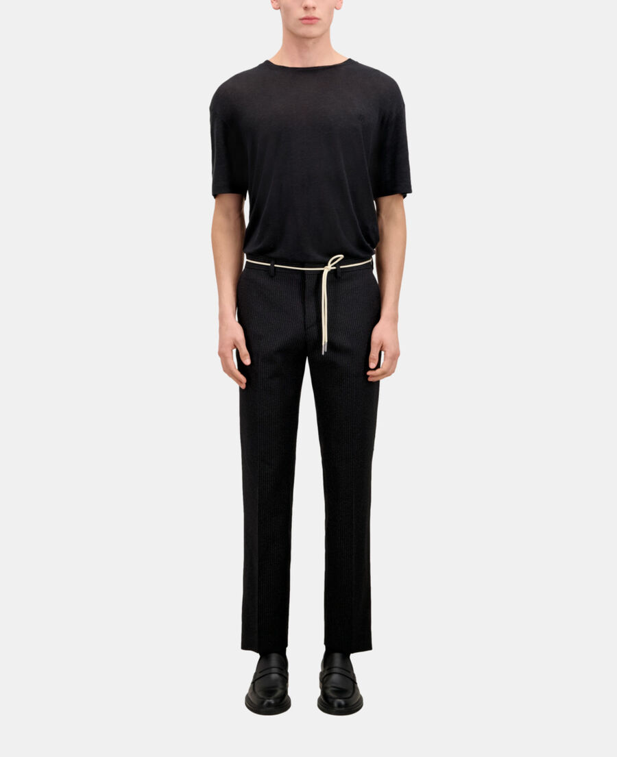 The Kooples HOMME BLACK t-shirt homme noir en lin avec blason