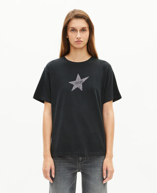 The Kooples FEMME BLACK WASHED t-shirt avec sérigraphie noir