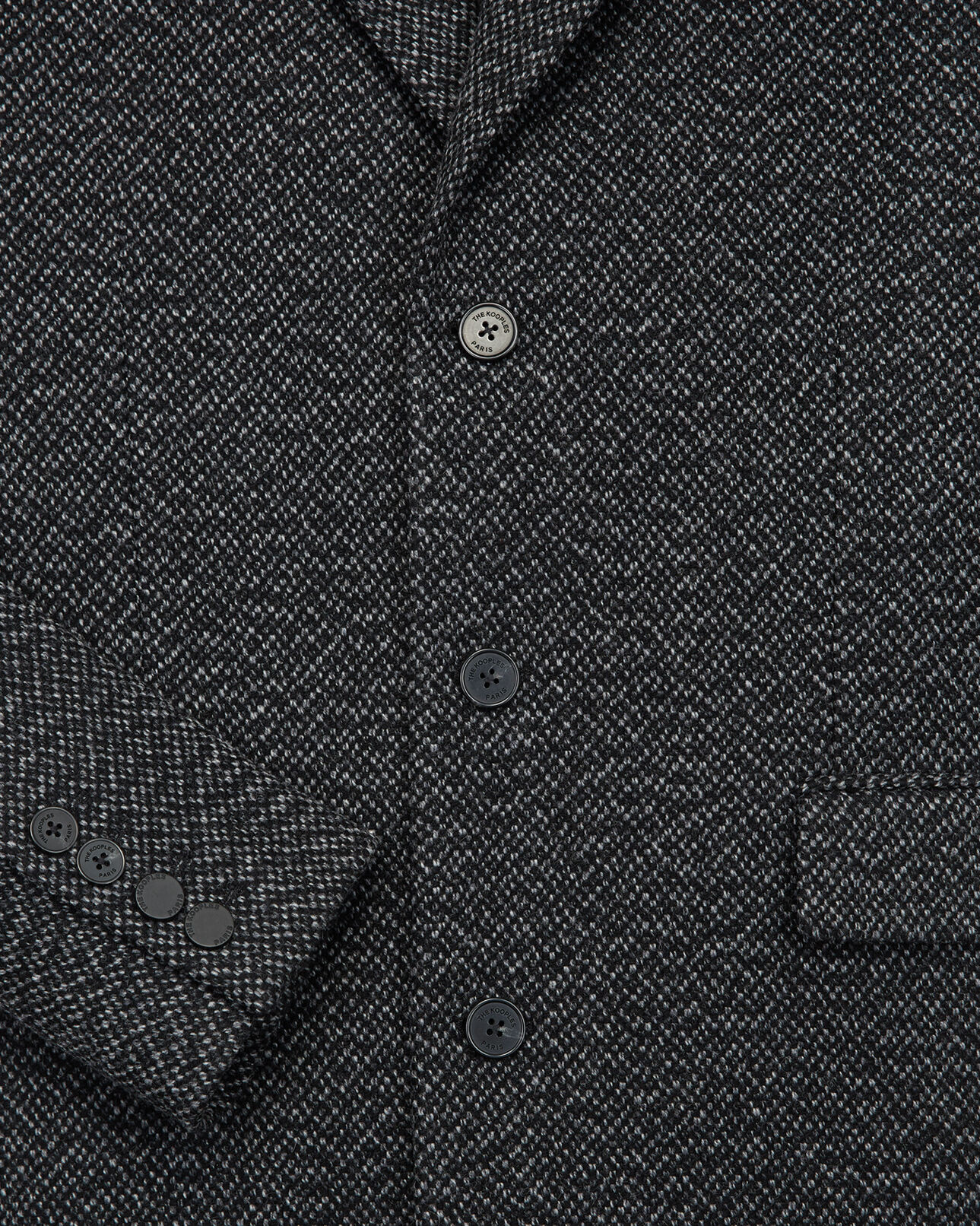 The Kooples MEN LIGHT GREY MELANGE martingale belt grey leather collar wool coat