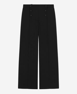 The Kooples MUJER BLACK pantalón recto con puente negro
