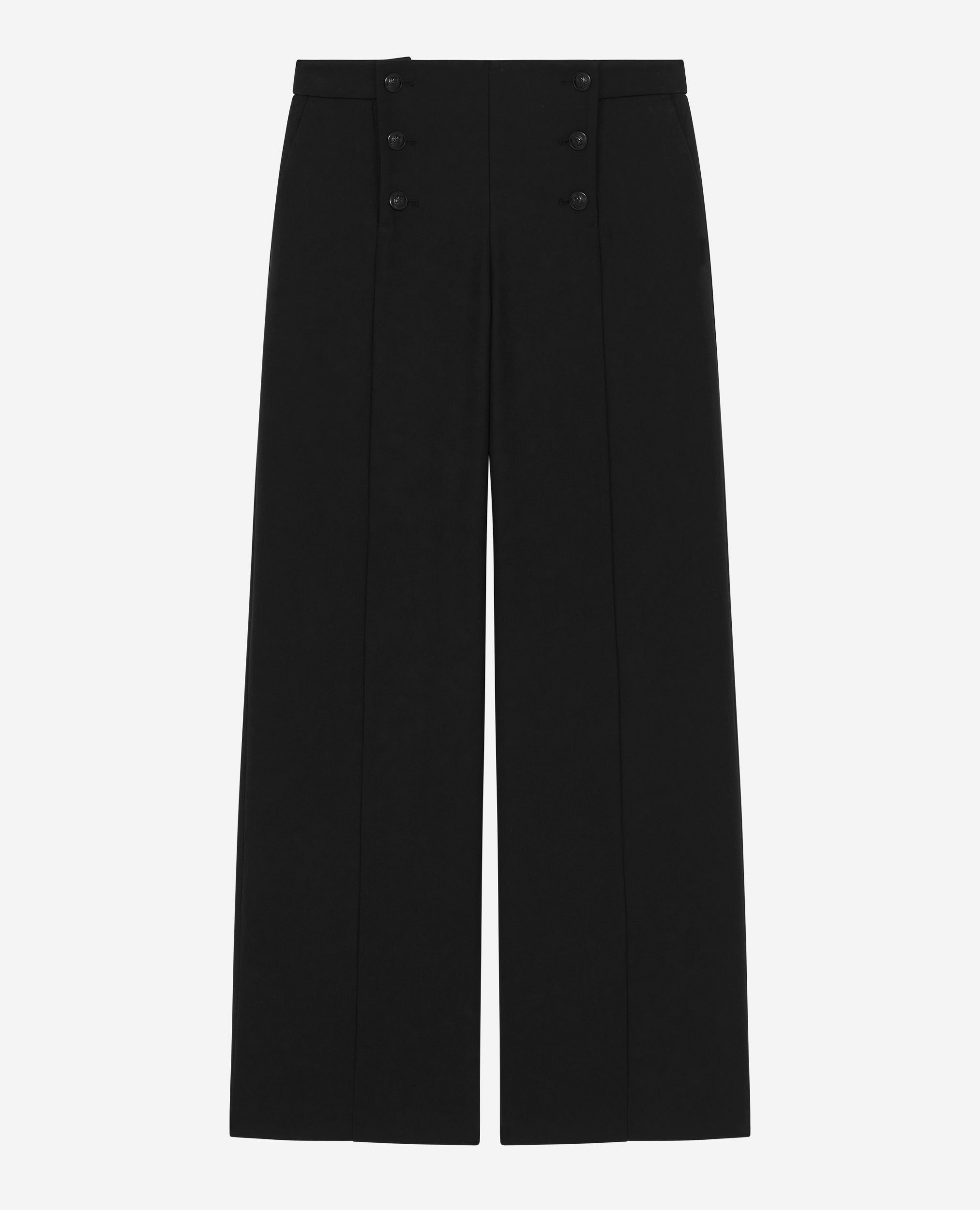 Pantalón recto con puente negro, BLACK, hi-res image number null