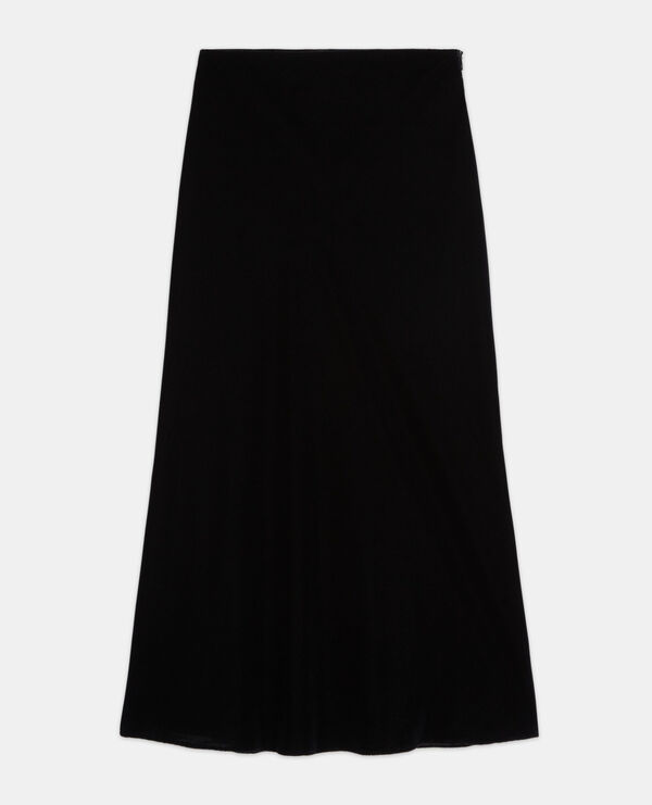 Long black velvet skirt