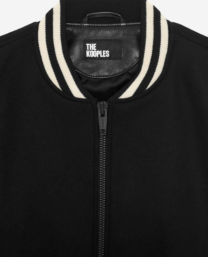 The Kooples HOMME BLACK blouson en laine varsity noir