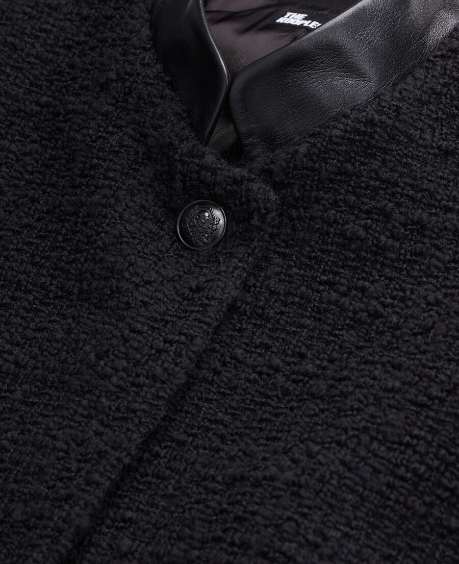 kurze schwarze jacke aus tweed