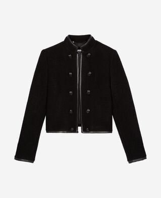 The Kooples DAMEN BLACK jacke im offiziersstil aus schwarzer wolle