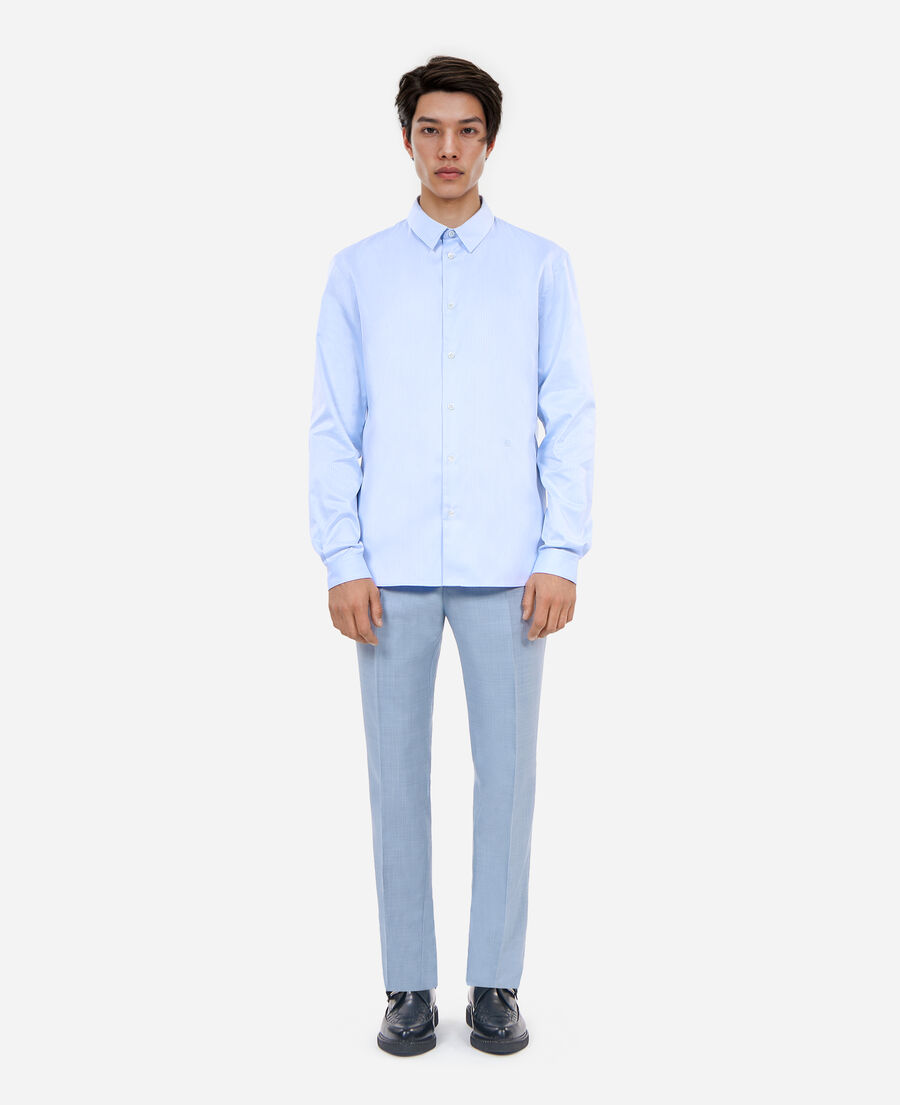 The Kooples MEN BLUE WHITE blue herringbone striped formal shirt