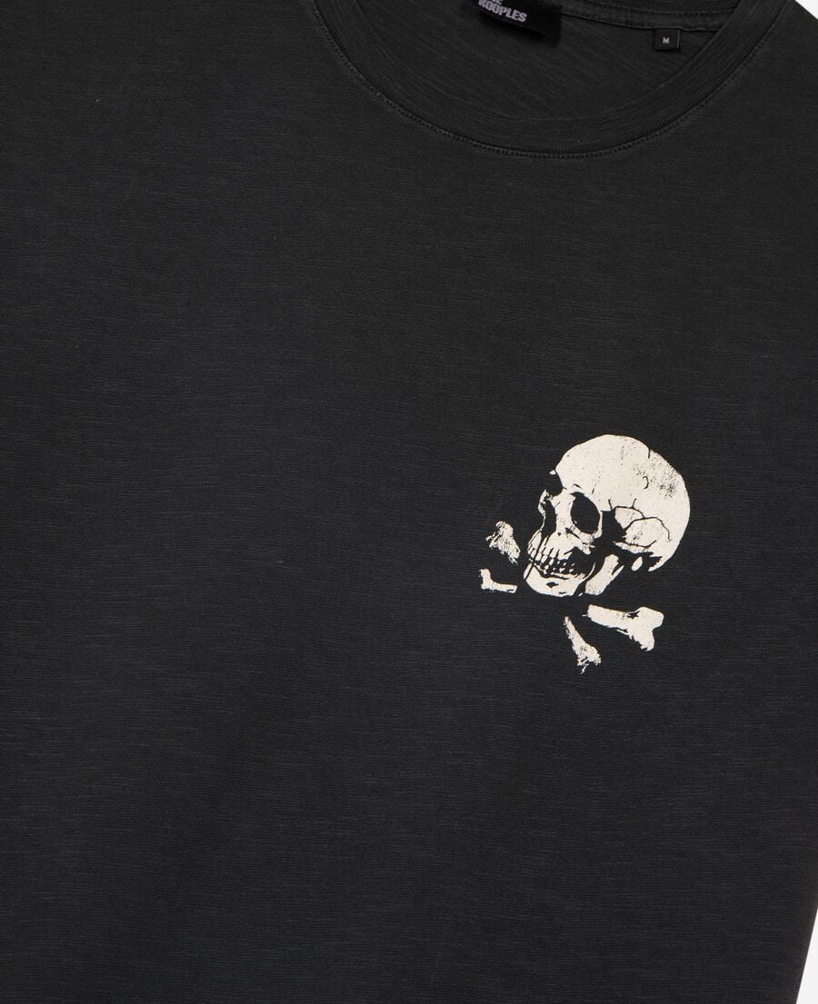 The Kooples HOMME BLACK WASHED t-shirt avec s&eacute;rigraphie skull noir