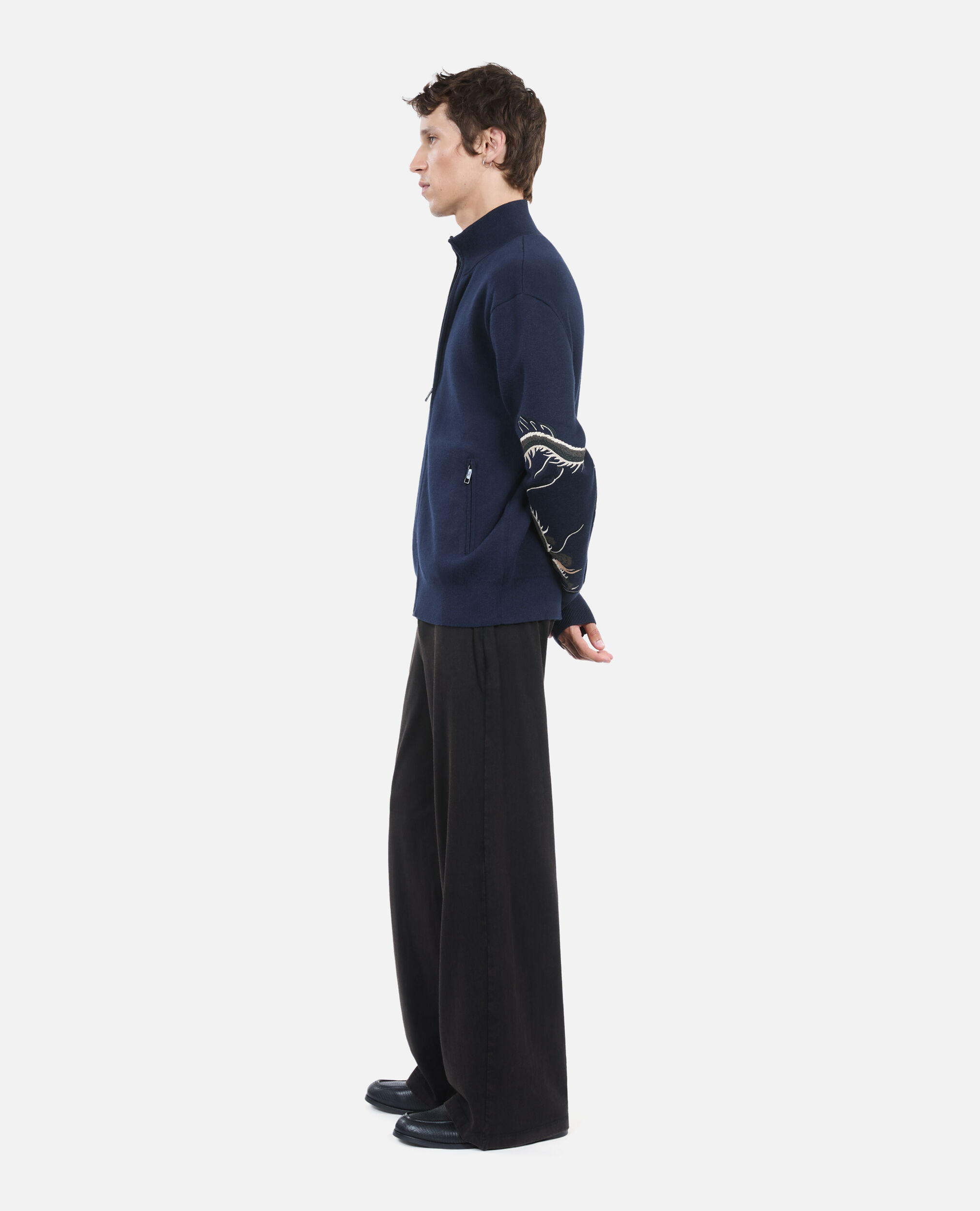 Navy blue wool blend cardigan