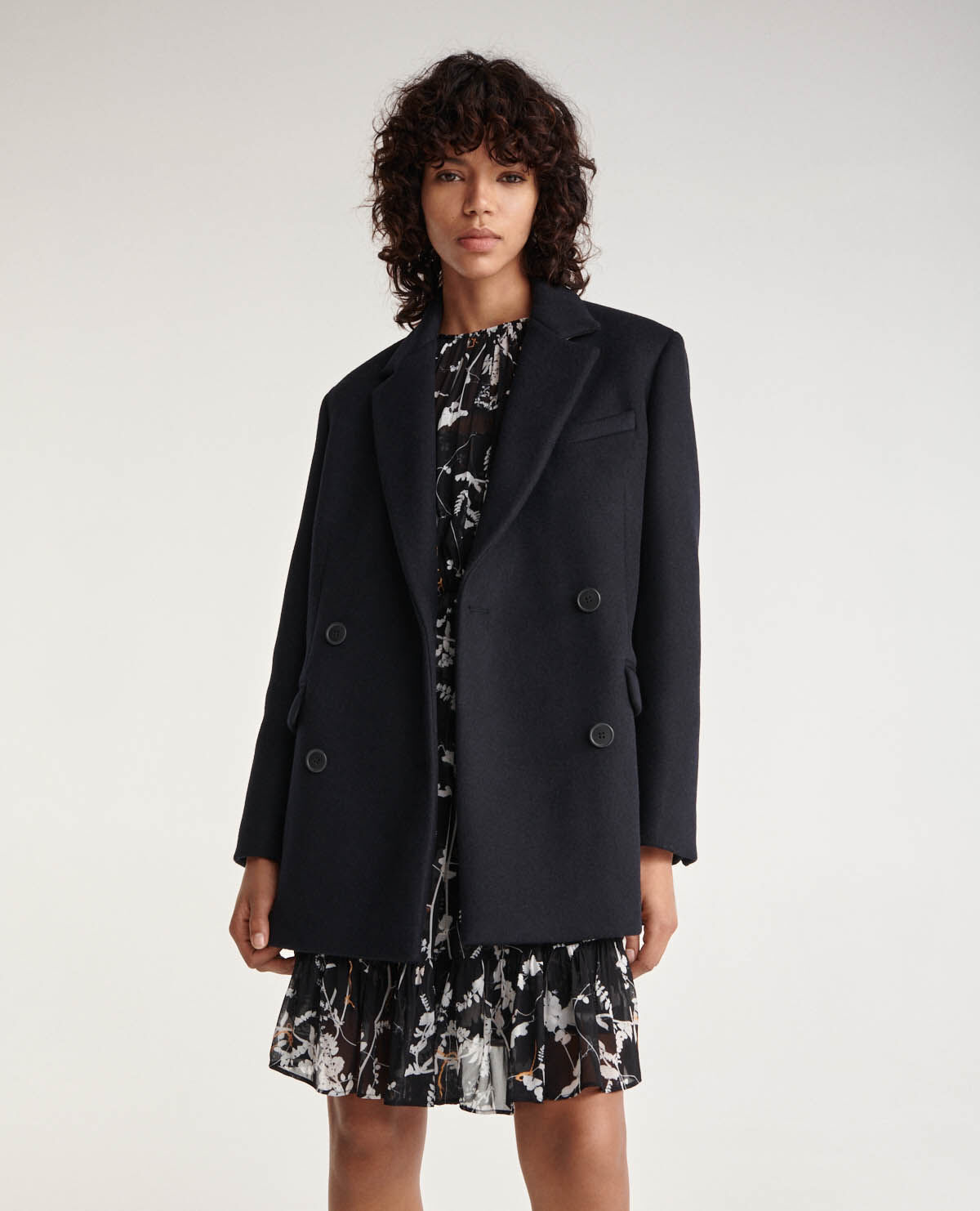Navy blue hotsell wool wrap coat