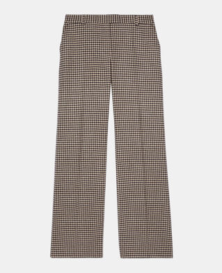 The Kooples WOMEN ECRU BLACK loose-fitting vichy check trousers