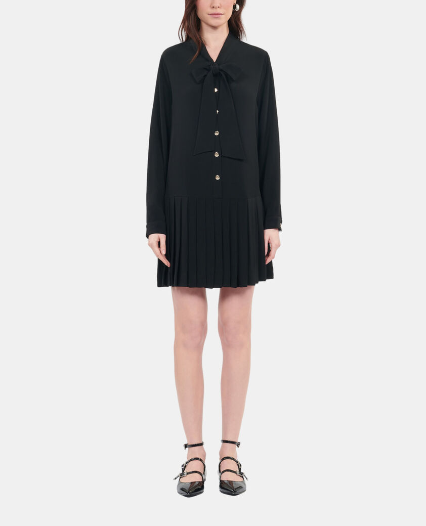 The Kooples FEMME BLACK robe courte plissée noire