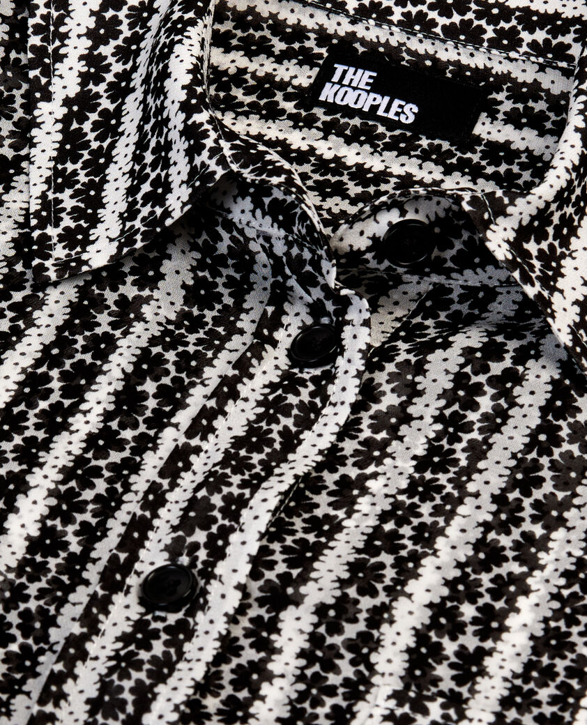 The Kooples FEMME BLACK WHITE chemise fleurie à rayures noire et banche