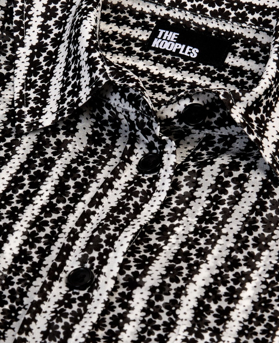 The Kooples FEMME BLACK WHITE chemise fleurie à rayures noire et banche