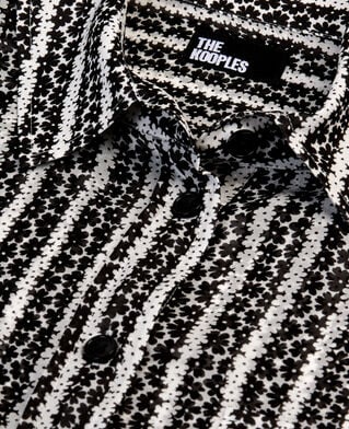 The Kooples FEMME BLACK WHITE chemise fleurie à rayures noire et banche
