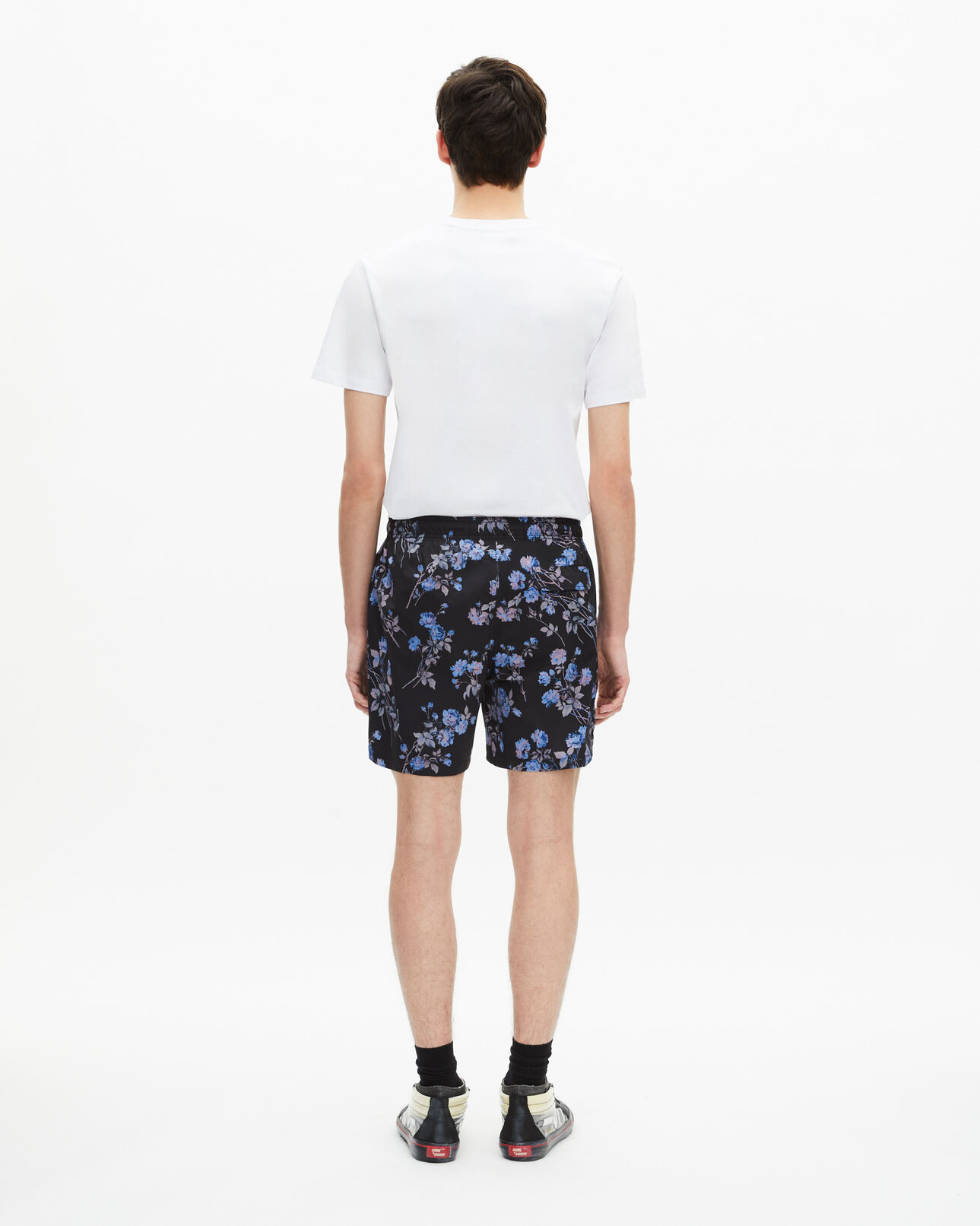 The Kooples HERREN BLACK BLUE schwarzer badeanzug mit blumenmuster