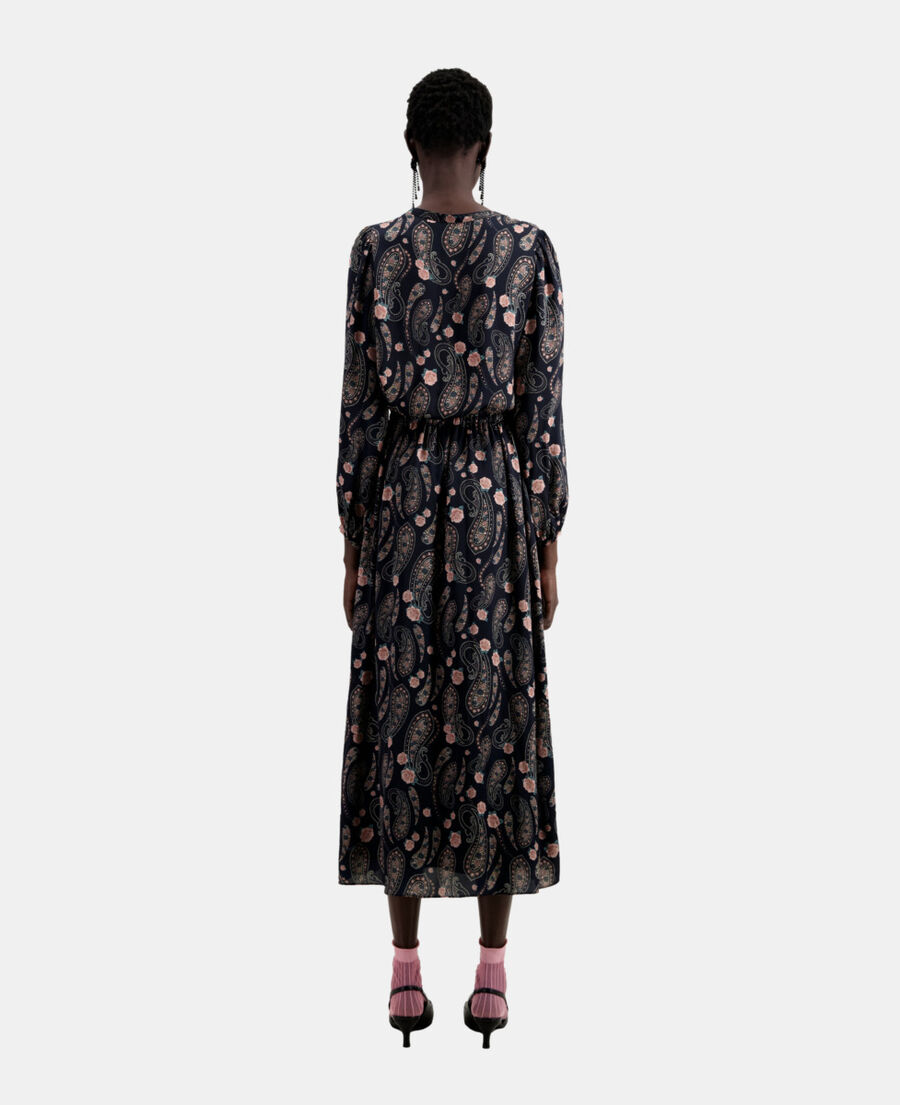The Kooples WOMEN BLACK / PINK long printed dress