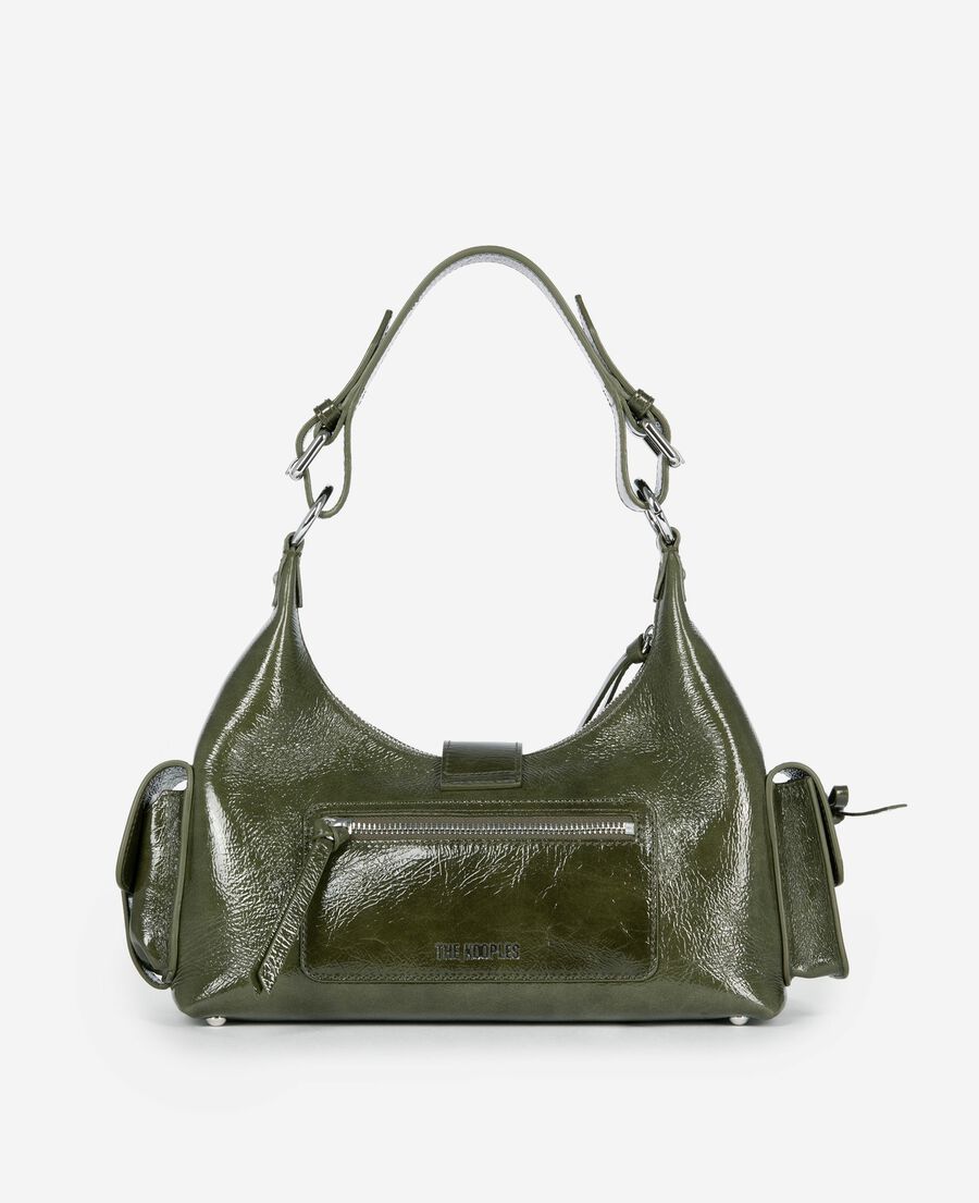 The Kooples F OLIVE_01 amelia bag in green cracked leather