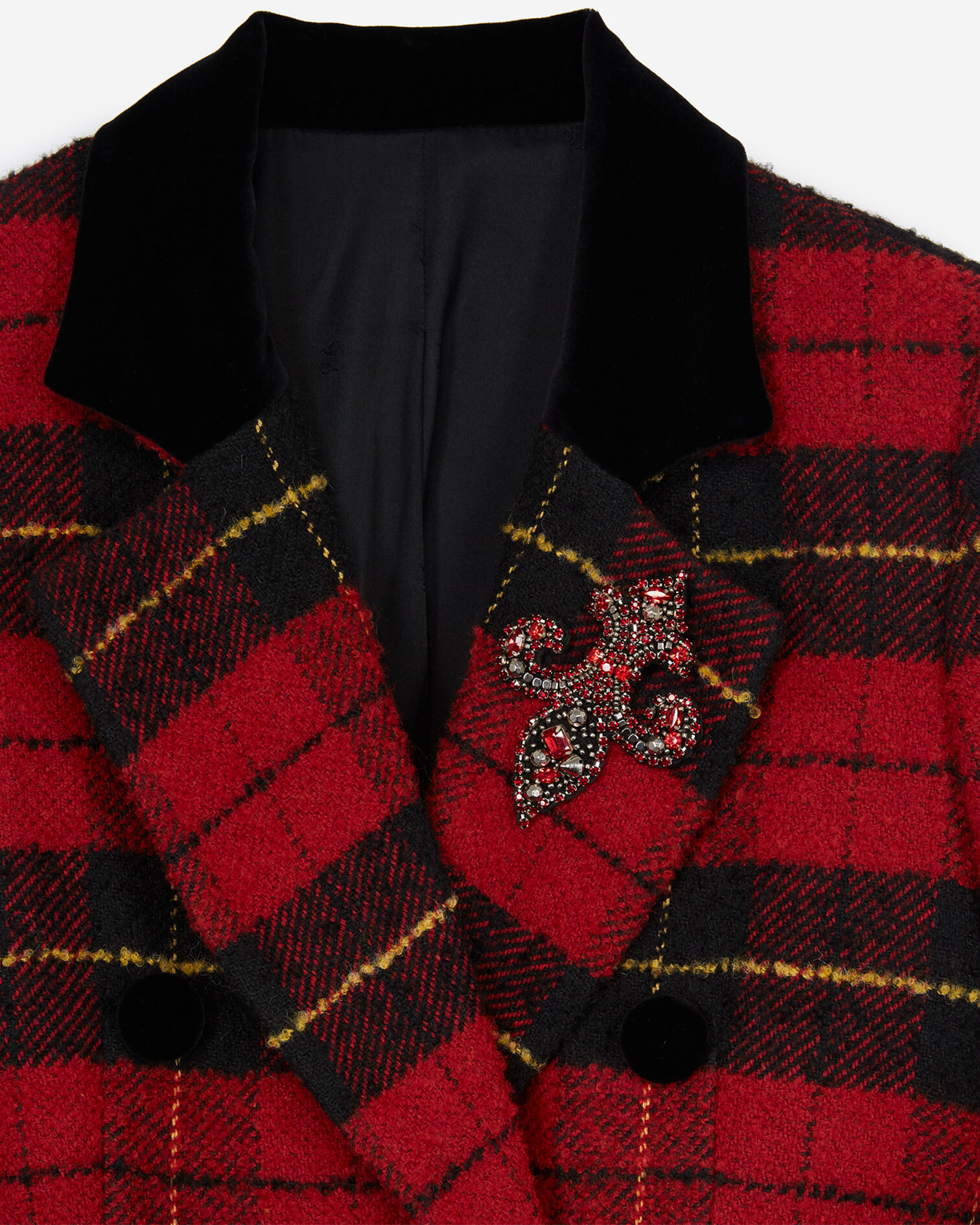 Red check wool coat, RED, hi-res image number null