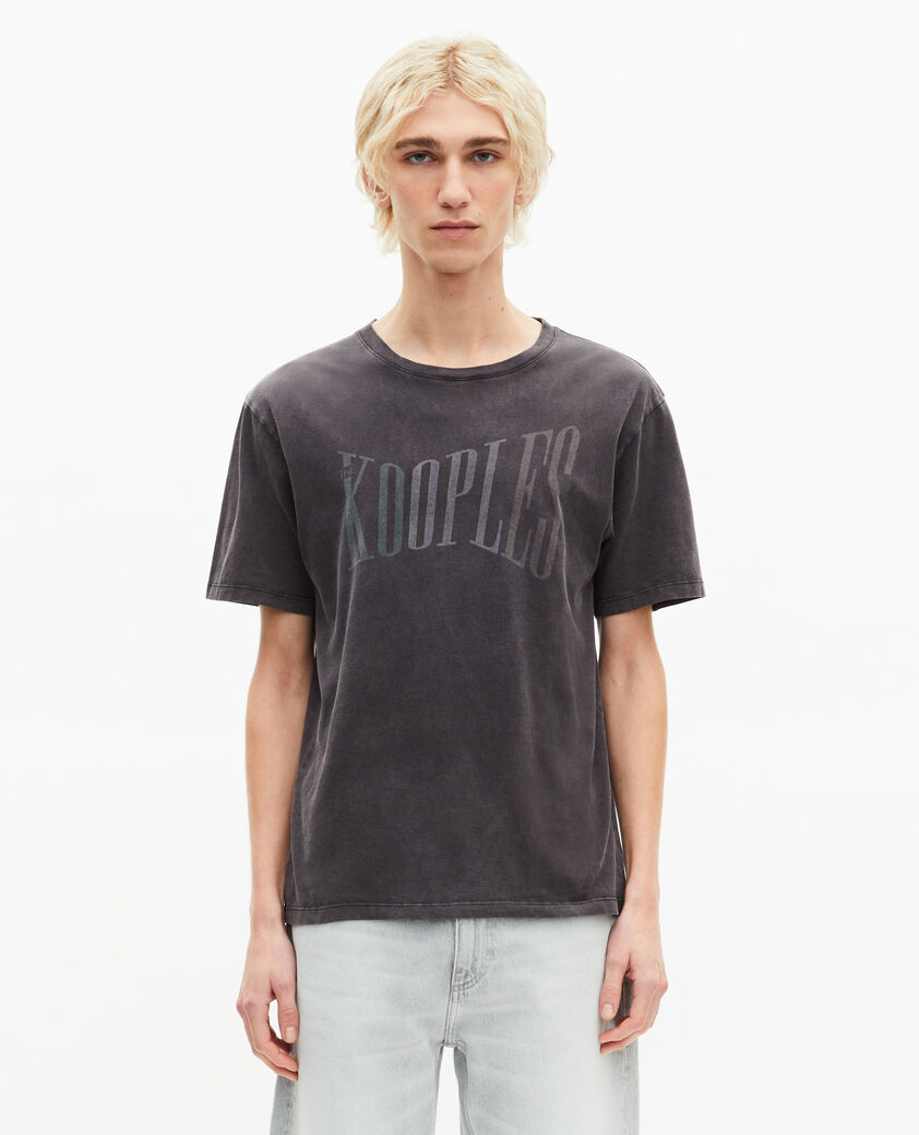 The Kooples MEN BLACK WASHED the kooples black t-shirt with faded screen print