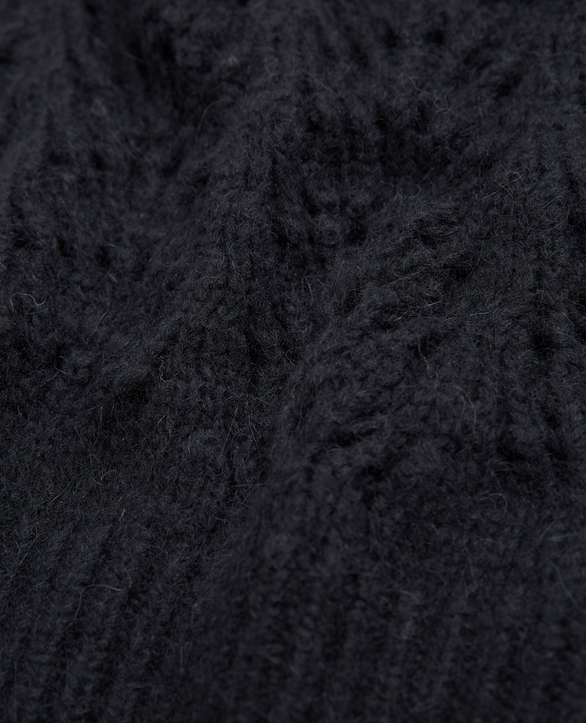 Knit black sweater with puffed sleeves, BLACK, hi-res image number null