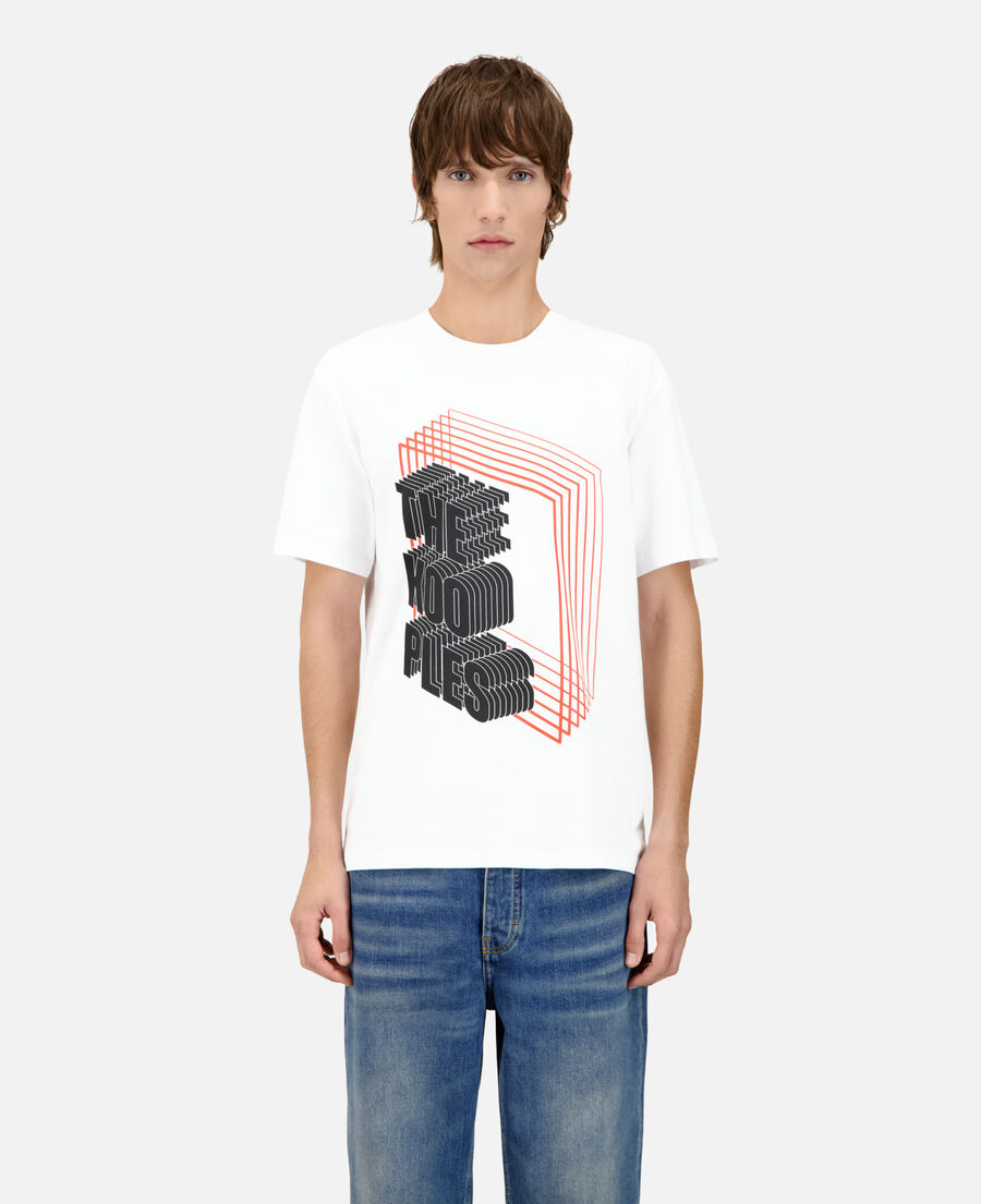 men's white t-shirt with neon logo serigraphy
