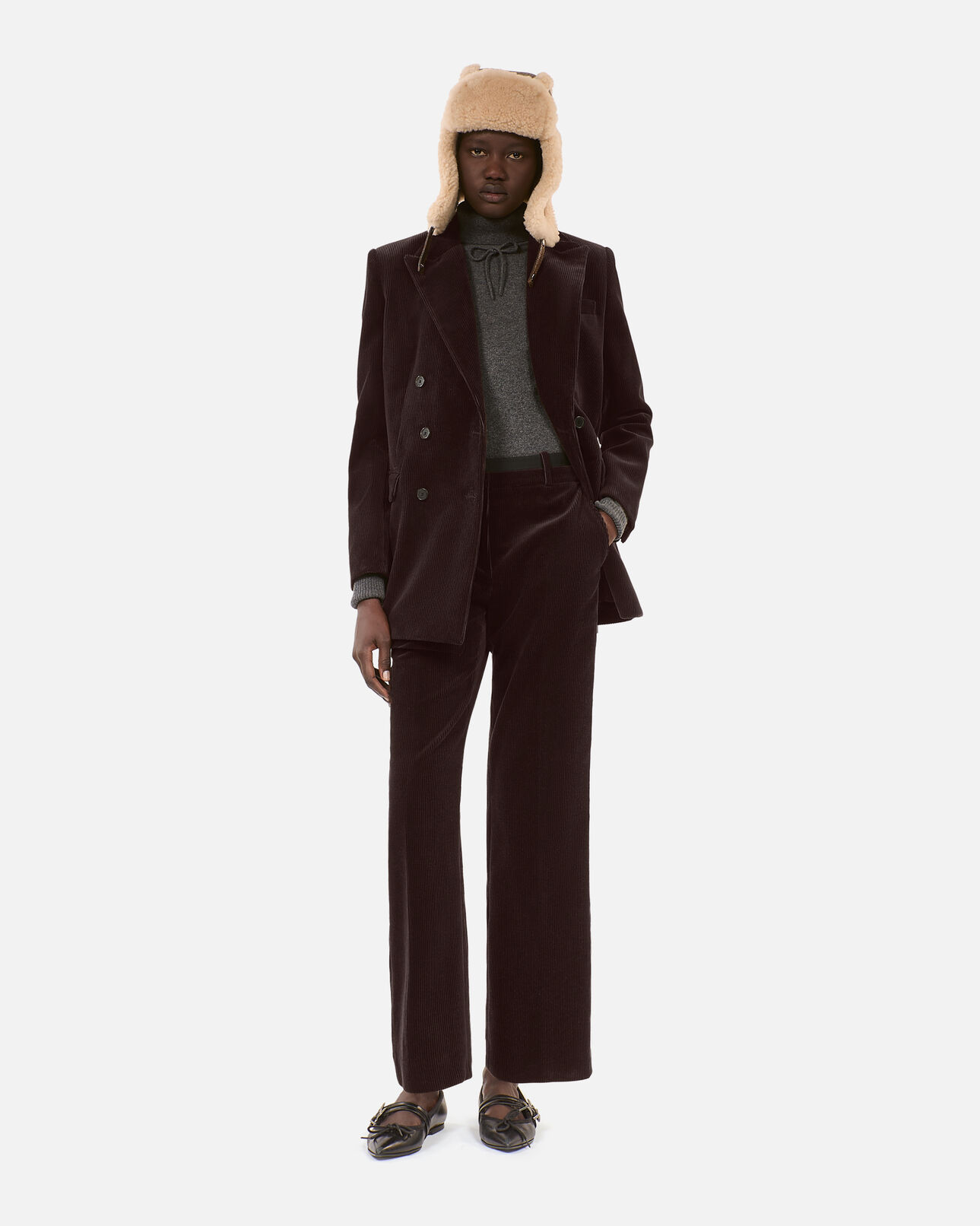 The Kooples M BROWN brown shearling  chapka