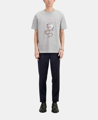 The Kooples HERREN LIGHT GREY CHINE hellgraues t-shirt mit siebdruck für herren