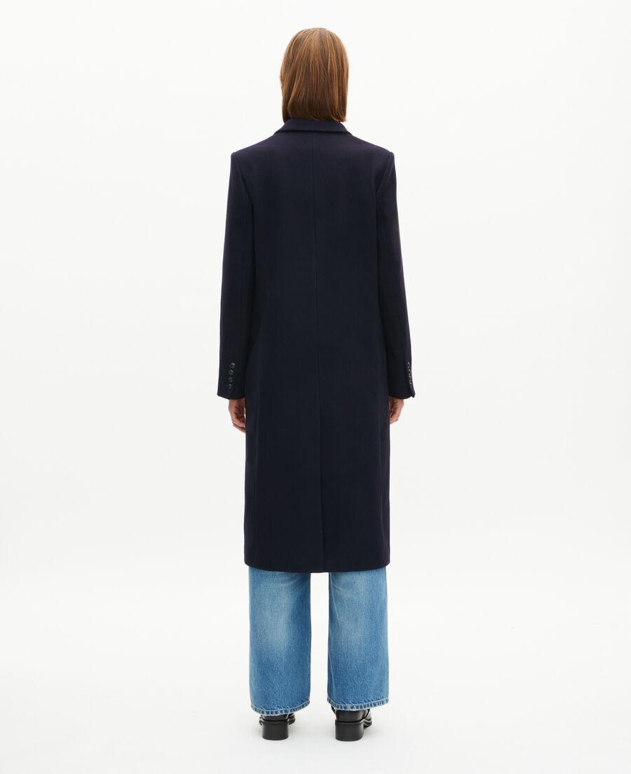 The Kooples FEMME NAVY manteau long croisé en laine marine