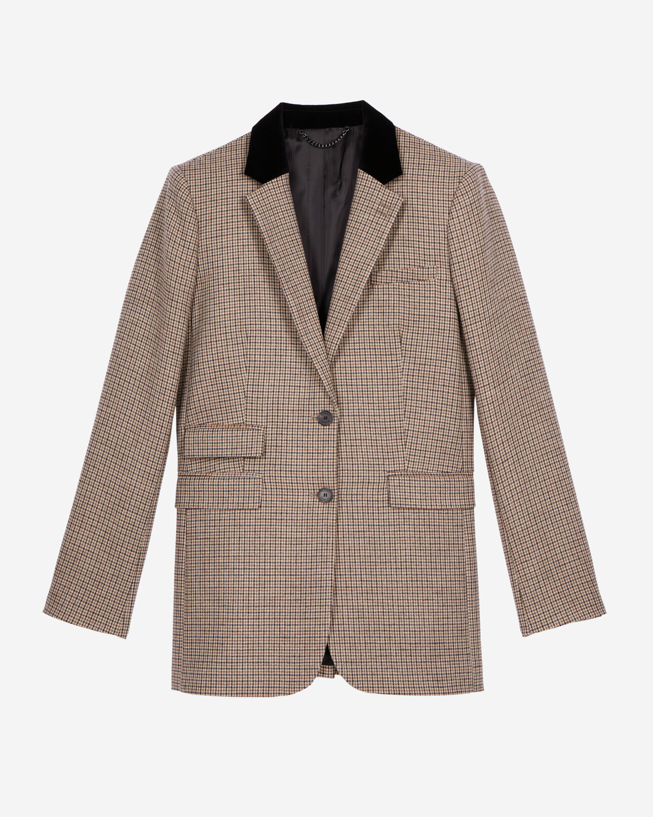 The Kooples WOMEN BEIGE-BROWN beige houndstooth suit jacket