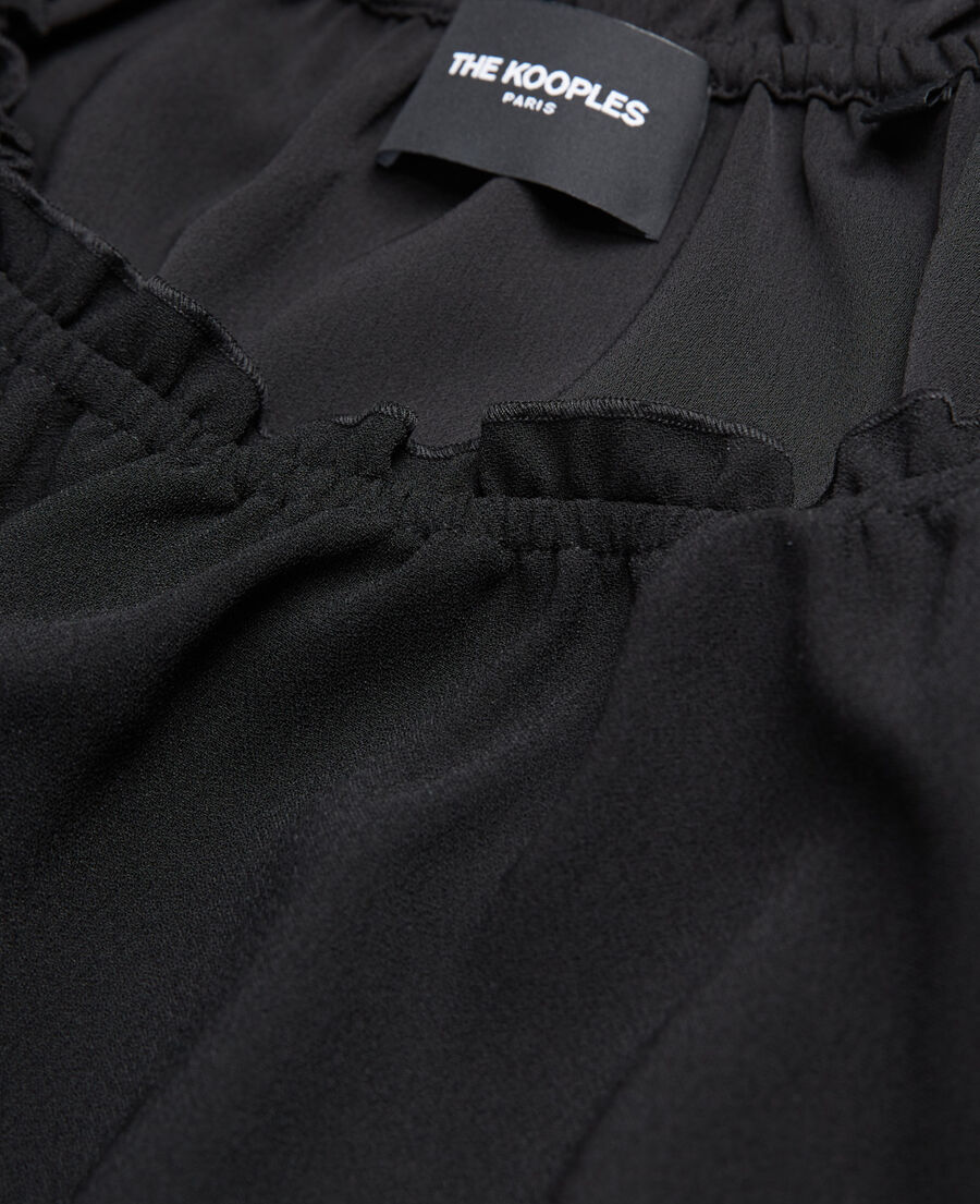 The Kooples F BLACK black crepe top with short puffed sleeves
