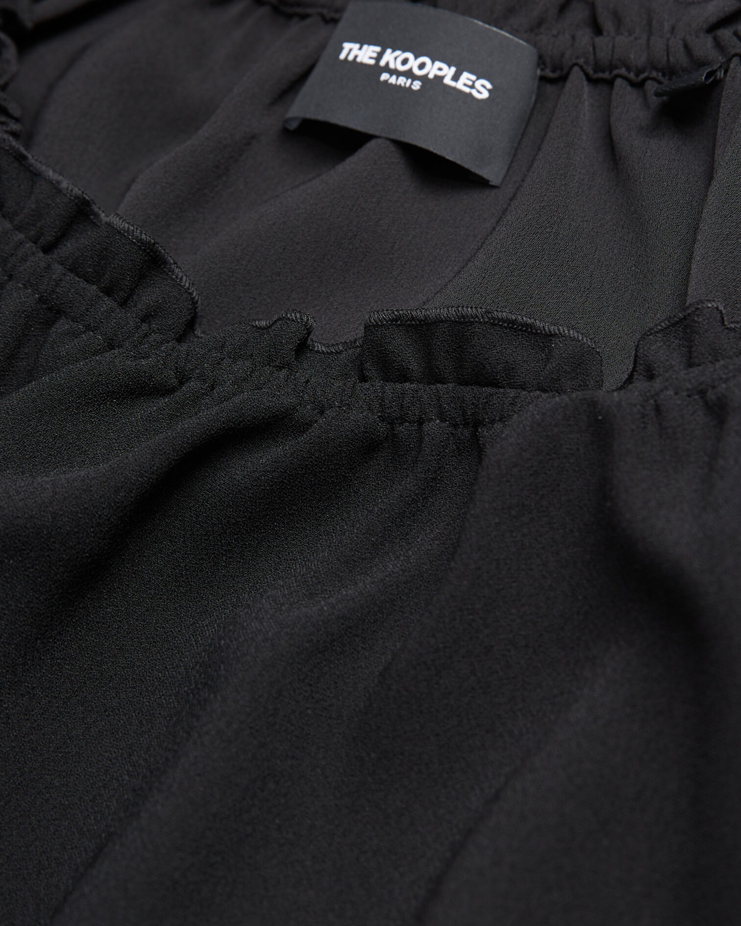 Black crepe top with short puffed sleeves, BLACK, hi-res image number null