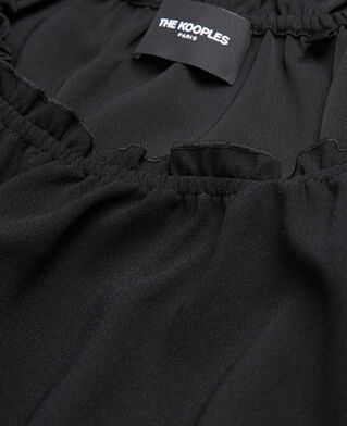 The Kooples F BLACK black crepe top with short puffed sleeves