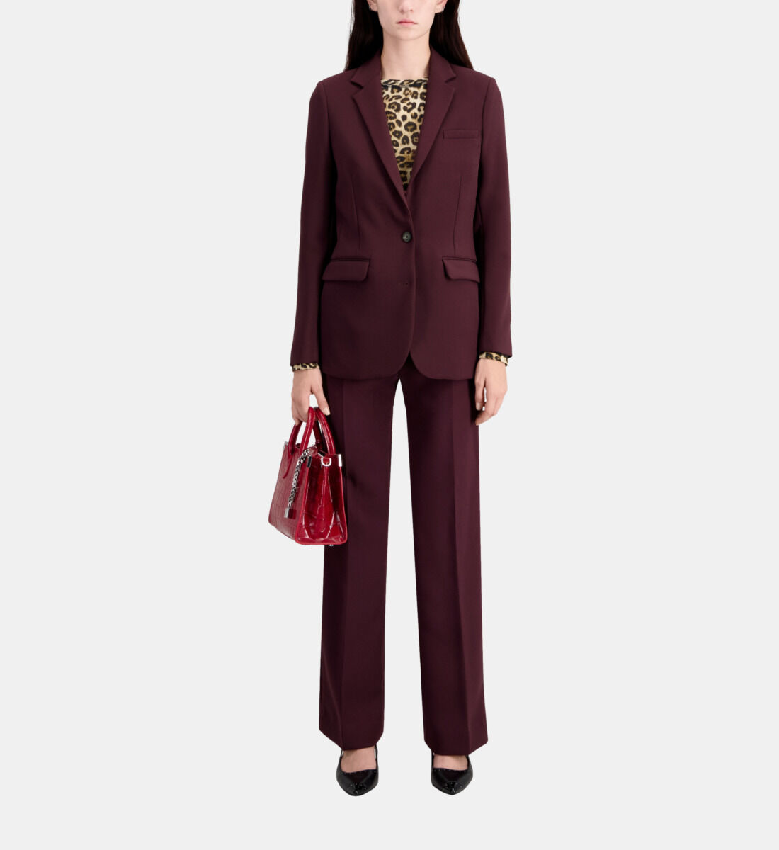 Burgundy crepe suit jacket The Kooples US
